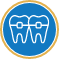 Two teeth with braces icon