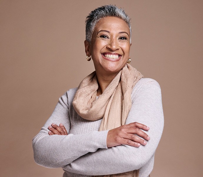 Portrait of mature woman with nice teeth