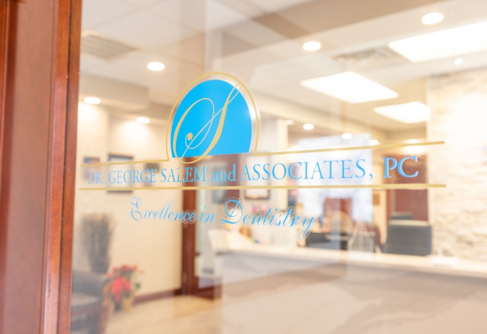 Logo on glass wall for Doctor George Salem and Associates P C